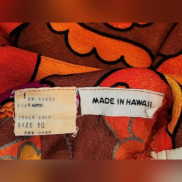 Vintage 1960s 1970s Neon Barkcloth? Halter Maxi Dress Summer Floral 10 M - Picture 13 of 16